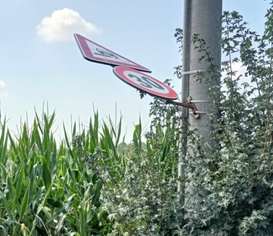 Via Due Ponti, asfalto dissestato e cartelli divelti