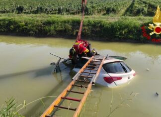 Auto finisce fuori strada e sprofonda nel canale tra Carpi e Campogalliano